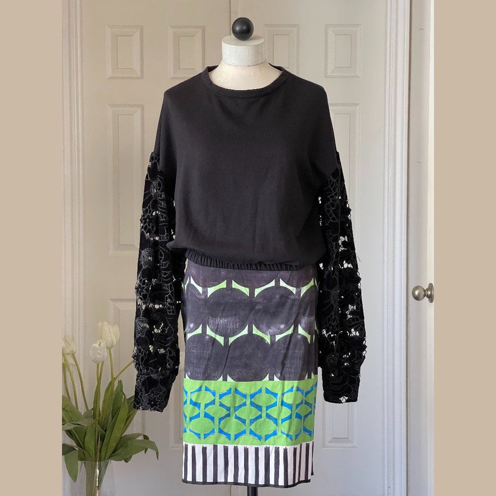 Zara Black Long Loose Crochet Sleeve Crop Top